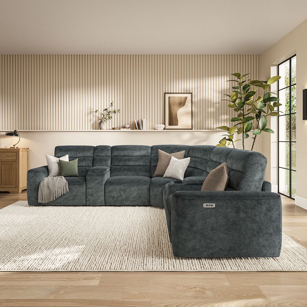 Cohen Group 3 Electric Recliner with 2 Consoles in Dapple Grey Fabric 3