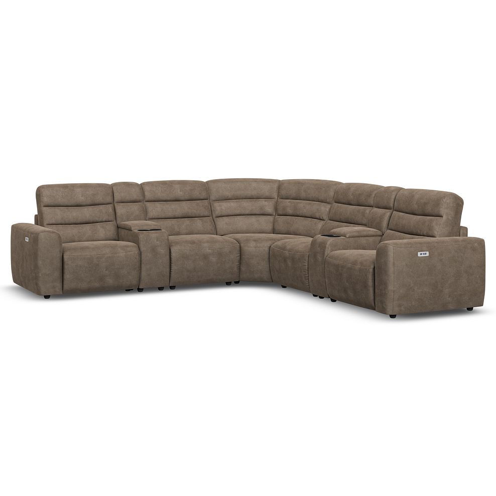 Cohen Group 3 Electric Recliner with 2 Consoles in Miller Earth Brown Fabric 1