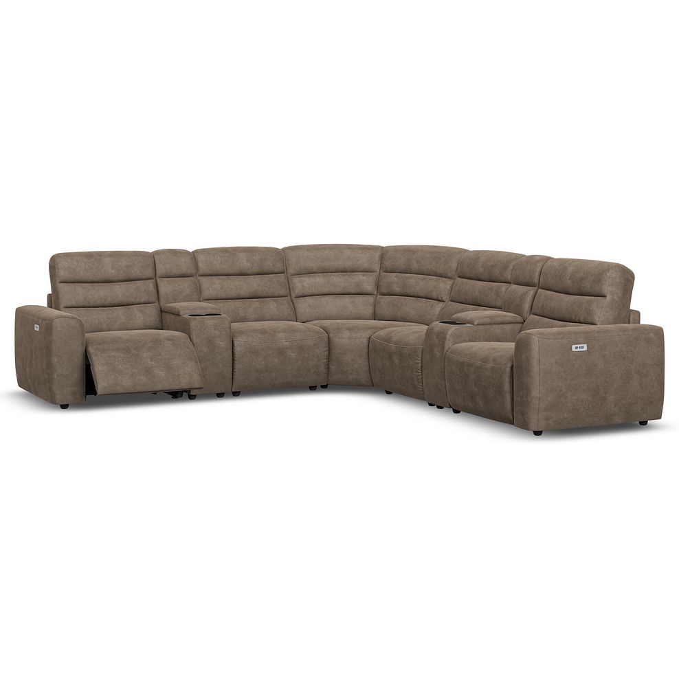 Cohen Group 3 Electric Recliner with 2 Consoles in Miller Earth Brown Fabric 2