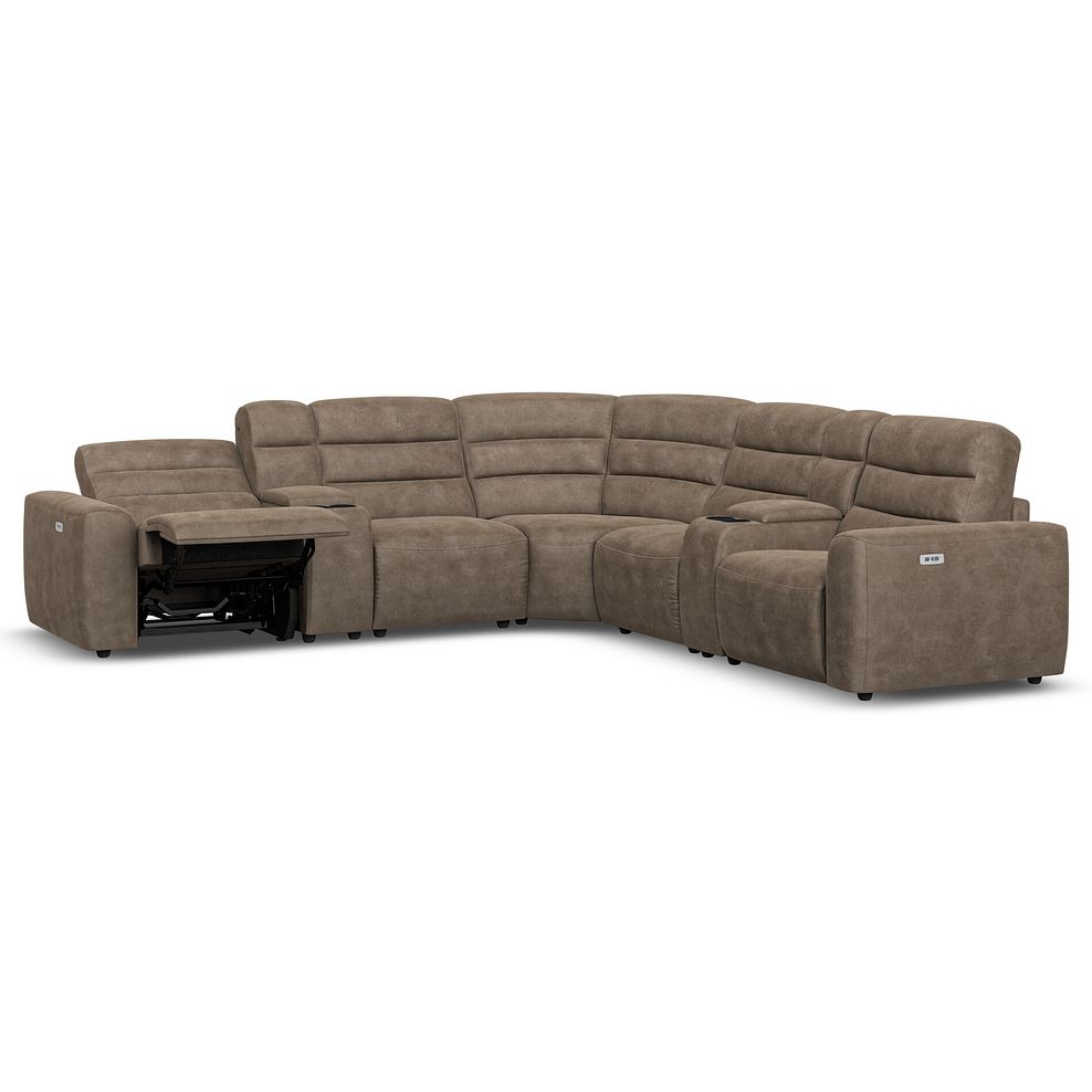 Cohen Group 3 Electric Recliner with 2 Consoles in Miller Earth Brown Fabric 3