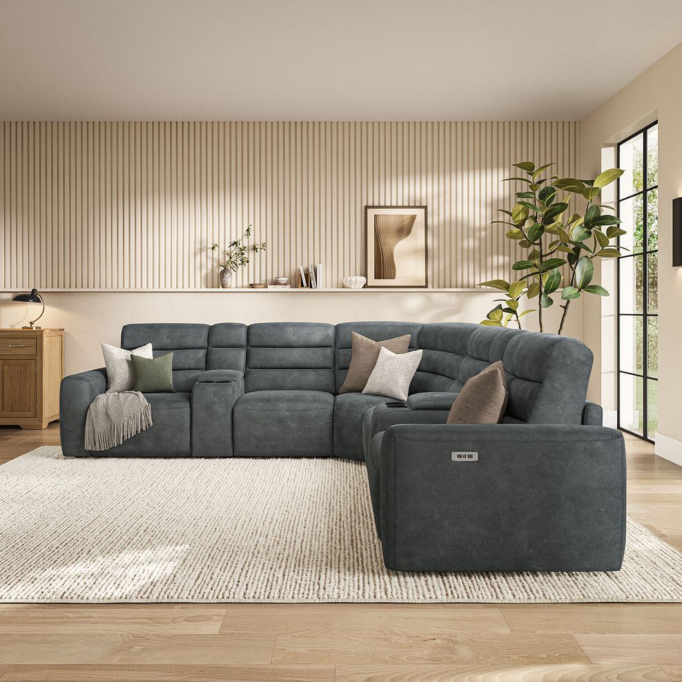 Cohen Group 3 Electric Recliner with 2 Consoles in Miller Grey Fabric 3