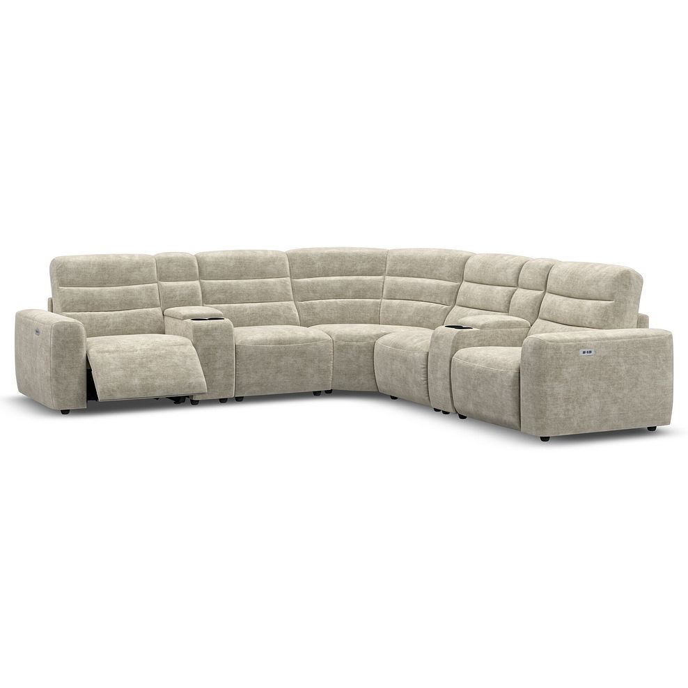 Cohen Group 3 Electric Recliner with 2 Consoles in Plush Beige Fabric 2