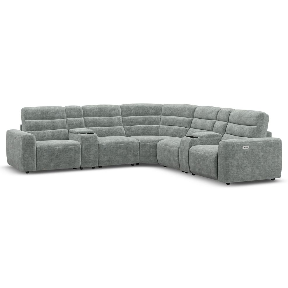 Cohen Group 3 Electric Recliner with 2 Consoles in Plush Silver Fabric 1