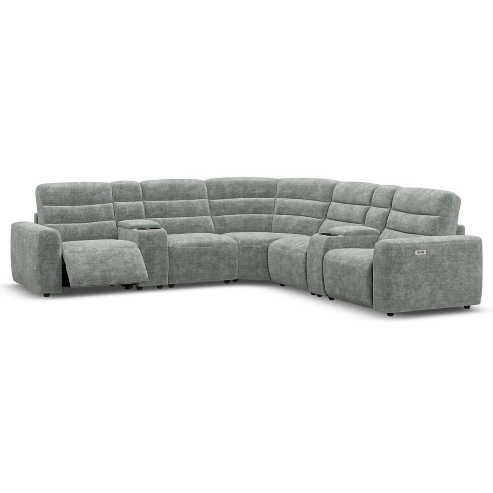 Cohen Group 3 Electric Recliner with 2 Consoles in Plush Silver Fabric 2