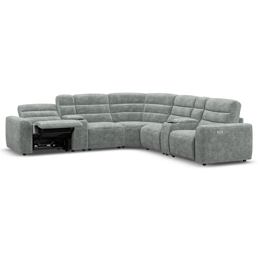 Cohen Group 3 Electric Recliner with 2 Consoles in Plush Silver Fabric 3