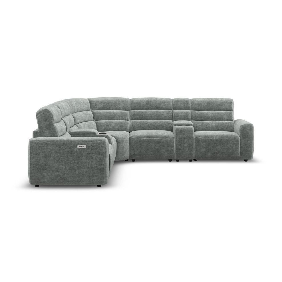 Cohen Group 3 Electric Recliner with 2 Consoles in Plush Silver Fabric 7