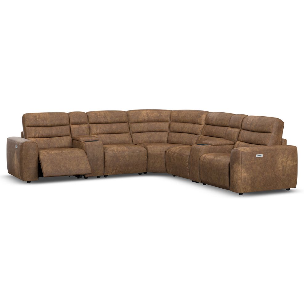 Cohen Group 3 Electric Recliner with 2 Consoles in Ranch Brown Fabric 2