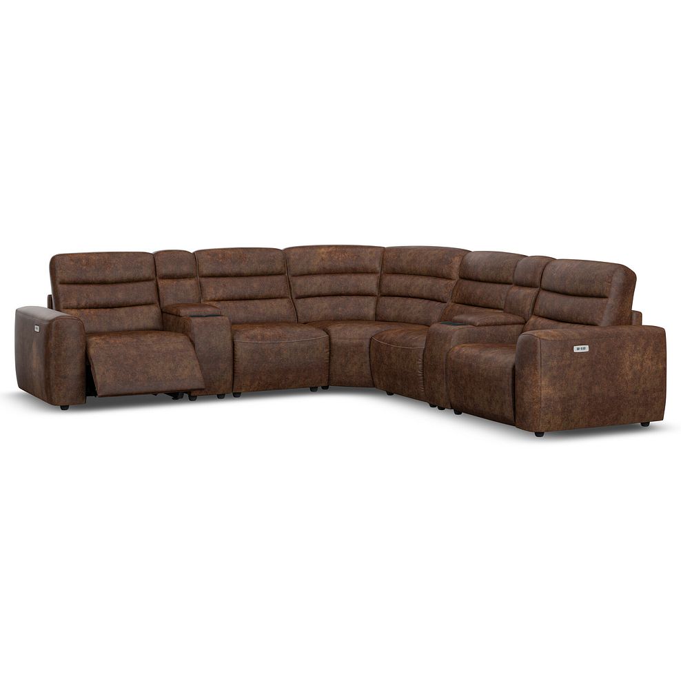 Cohen Group 3 Electric Recliner with 2 Consoles in Ranch Dark Brown Fabric 2