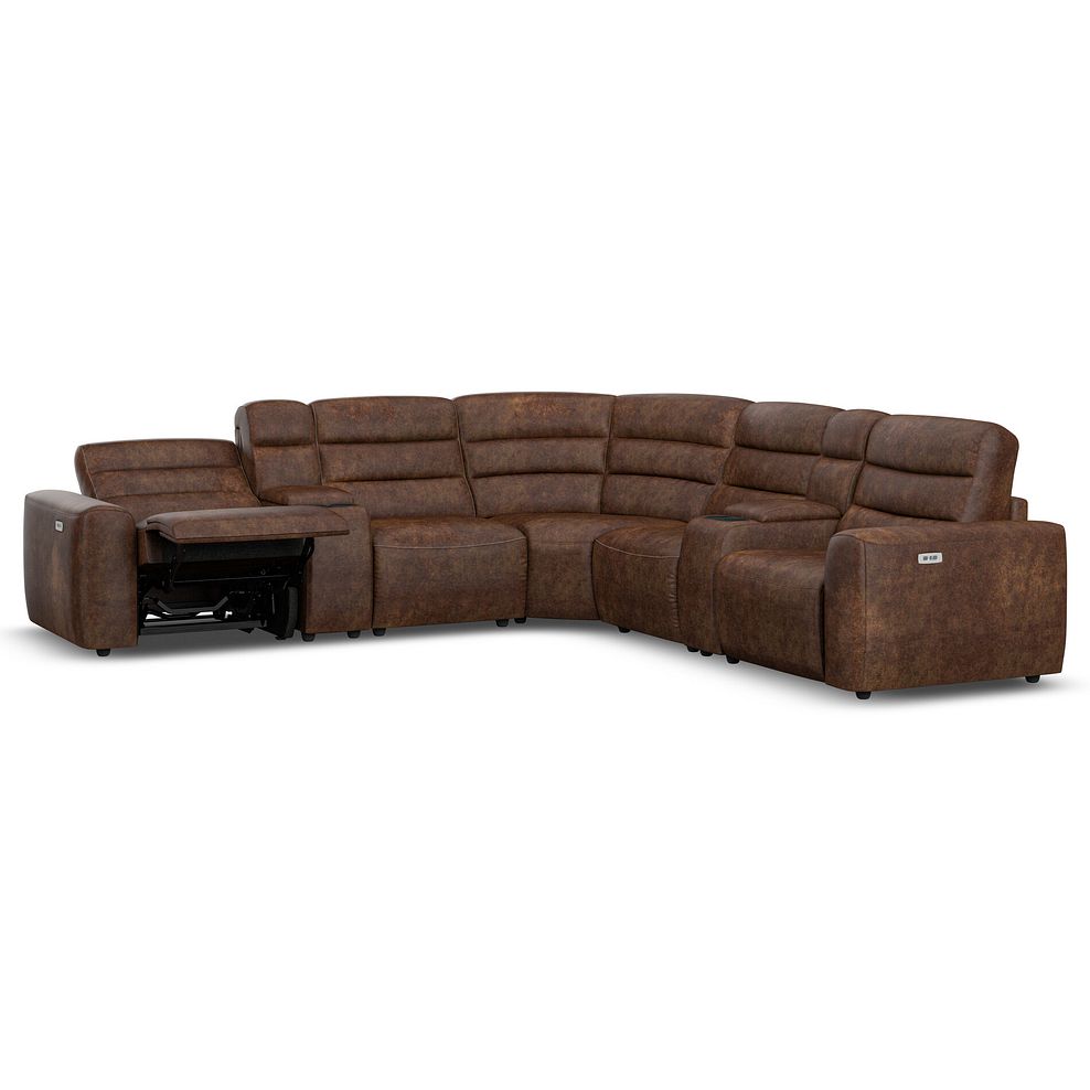 Cohen Group 3 Electric Recliner with 2 Consoles in Ranch Dark Brown Fabric 3