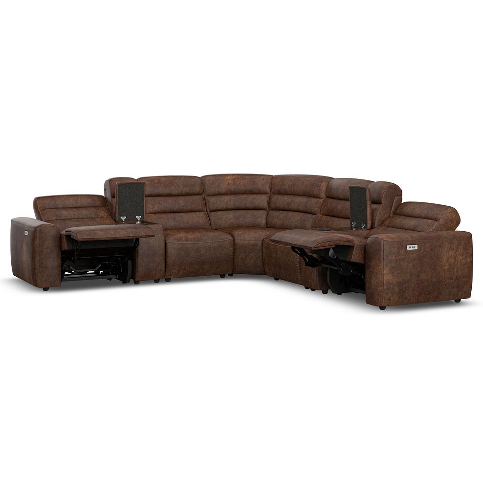 Cohen Group 3 Electric Recliner with 2 Consoles in Ranch Dark Brown Fabric 4