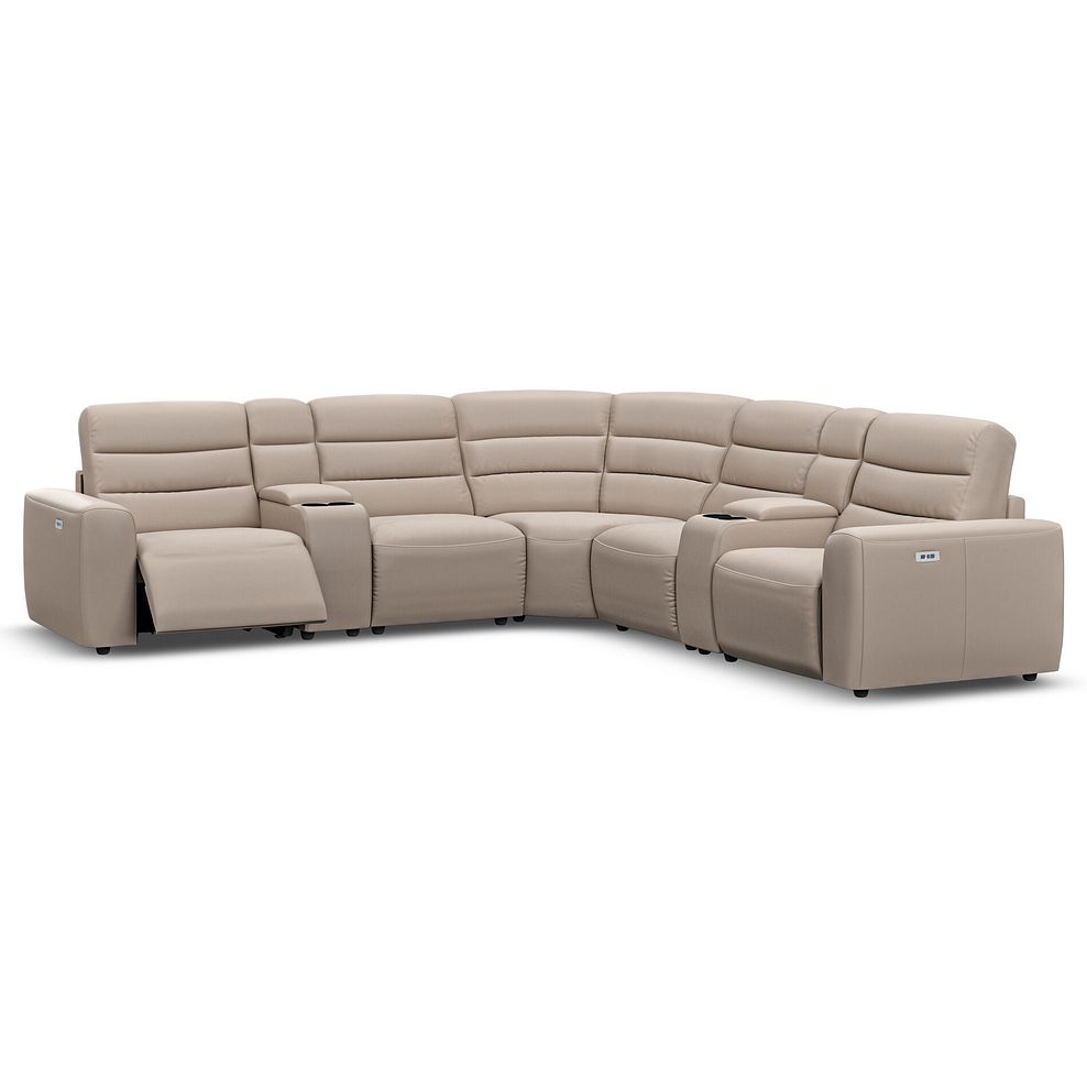 Cohen Group 3 Electric Recliner with 2 Consoles in Virgo Buff Leather 2