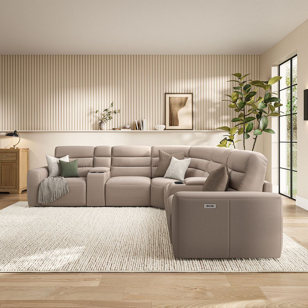 Cohen Group 3 Electric Recliner with 2 Consoles in Virgo Buff Leather 3