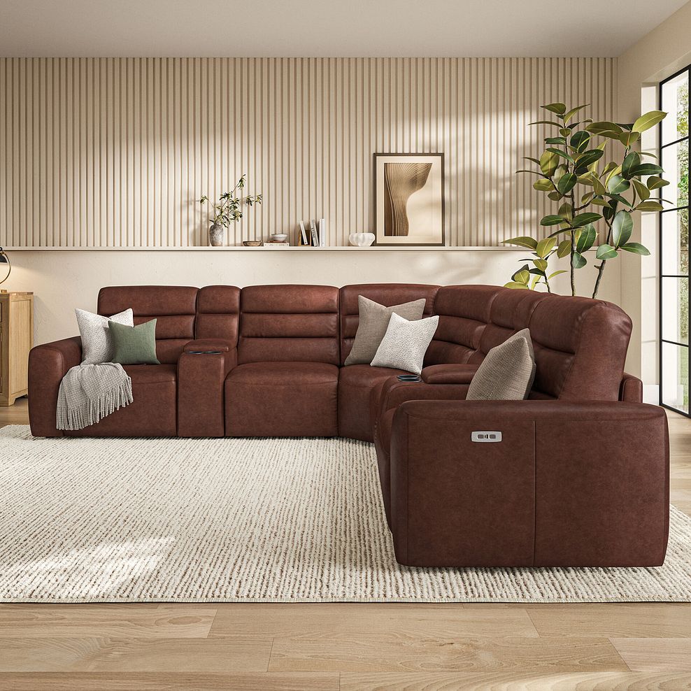 Cohen Group 3 Electric Recliner with 2 Consoles in Virgo Chestnut Leather 2