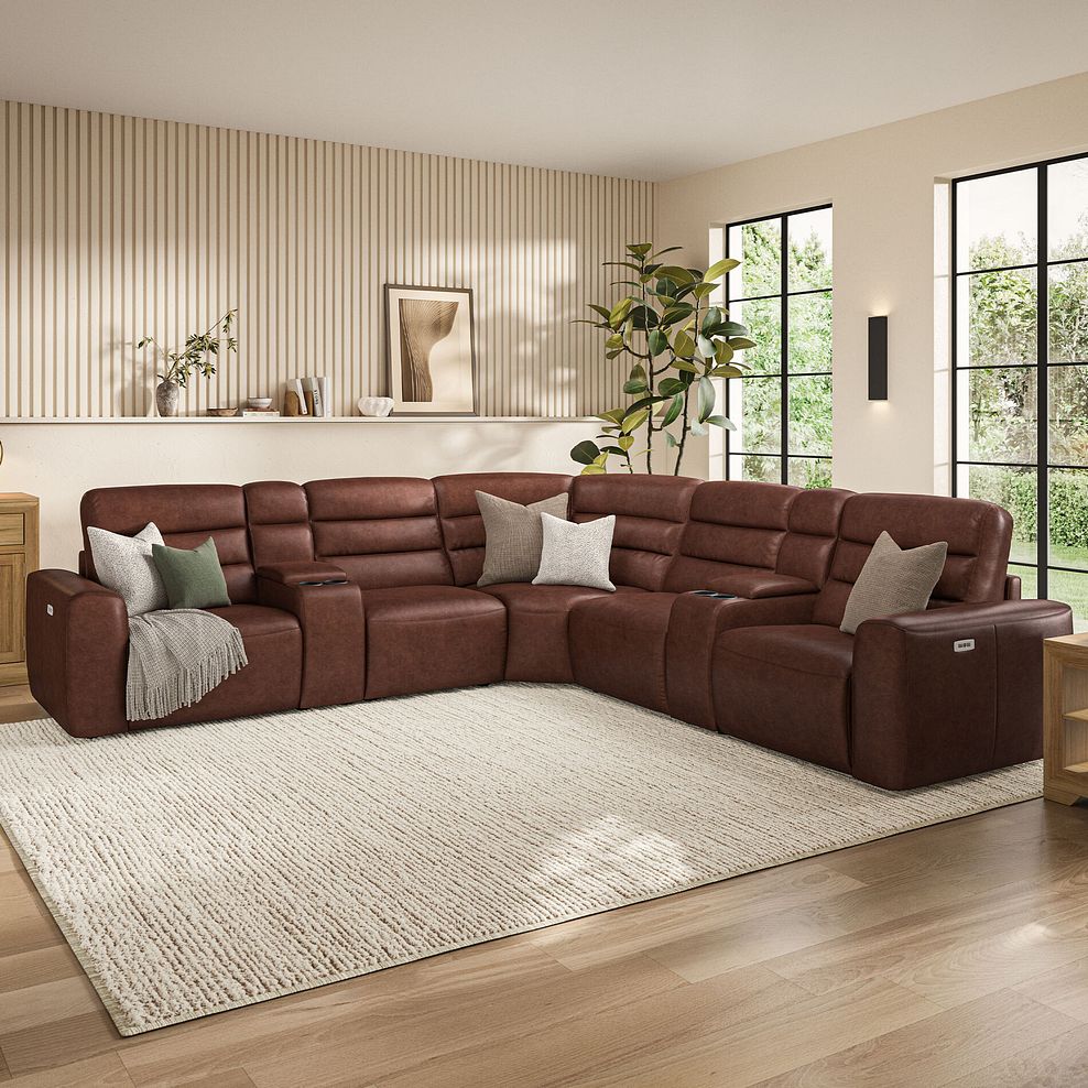 Cohen Group 3 Electric Recliner with 2 Consoles in Virgo Chestnut Leather 1