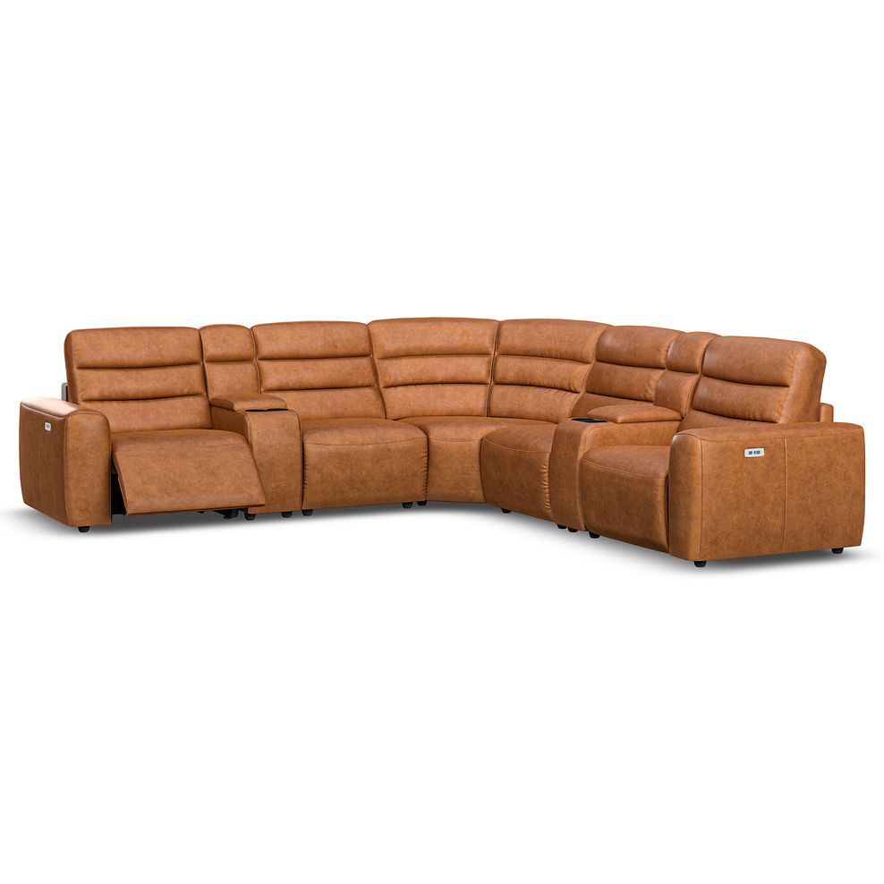 Cohen Group 3 Electric Recliner with 2 Consoles in Virgo Cognac Leather 2