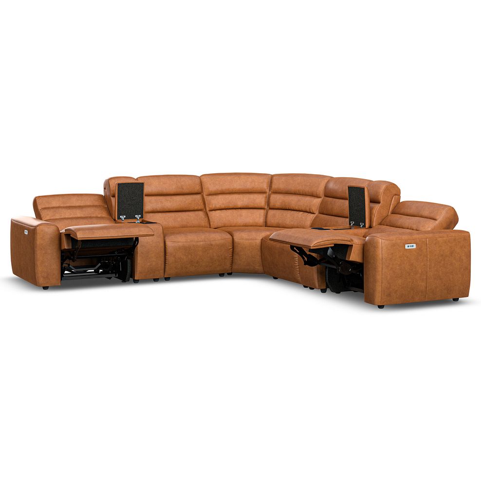 Cohen Group 3 Electric Recliner with 2 Consoles in Virgo Cognac Leather 4