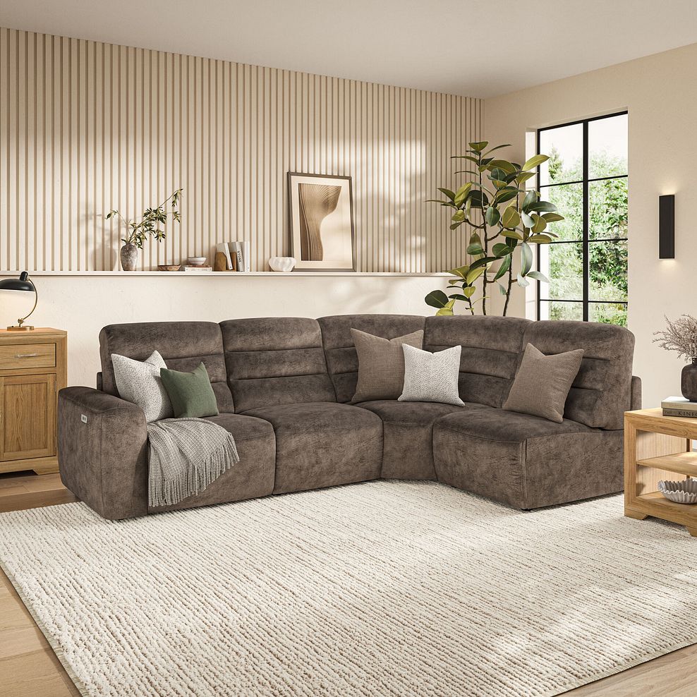 Cohen Group 4 Electric Recliner in Dapple Chocolate Fabric 1