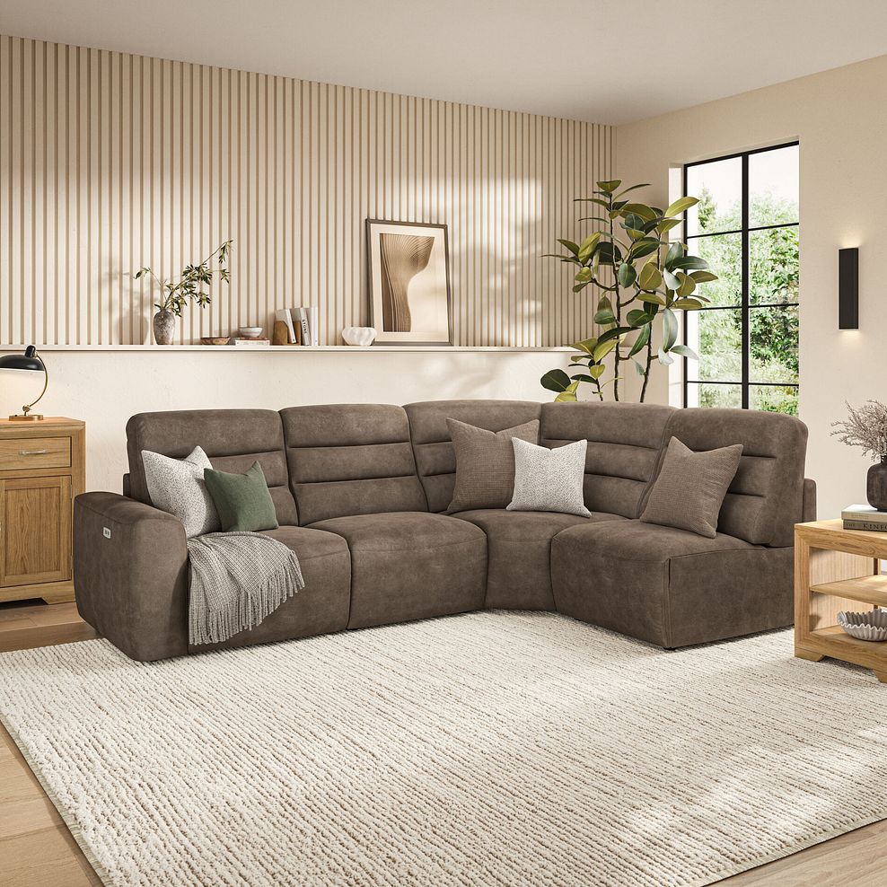 Cohen Group 4 Electric Recliner in Miller Earth Brown Fabric 1