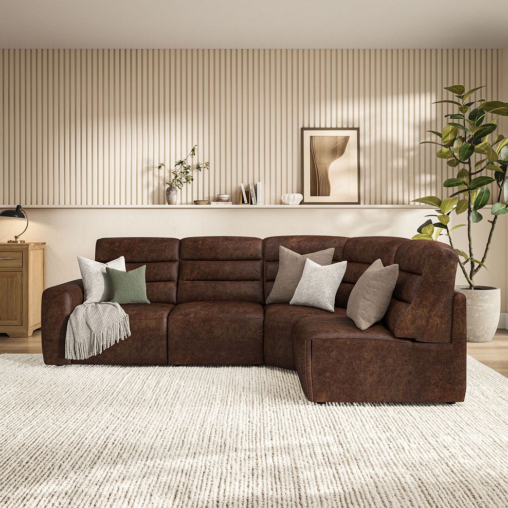 Cohen Group 4 Electric Recliner in Ranch Dark Brown Fabric 3