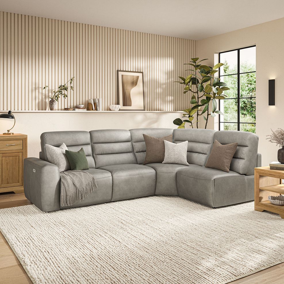 Cohen Group 4 ELectric Recliner in Virgo Platinum Leather 1