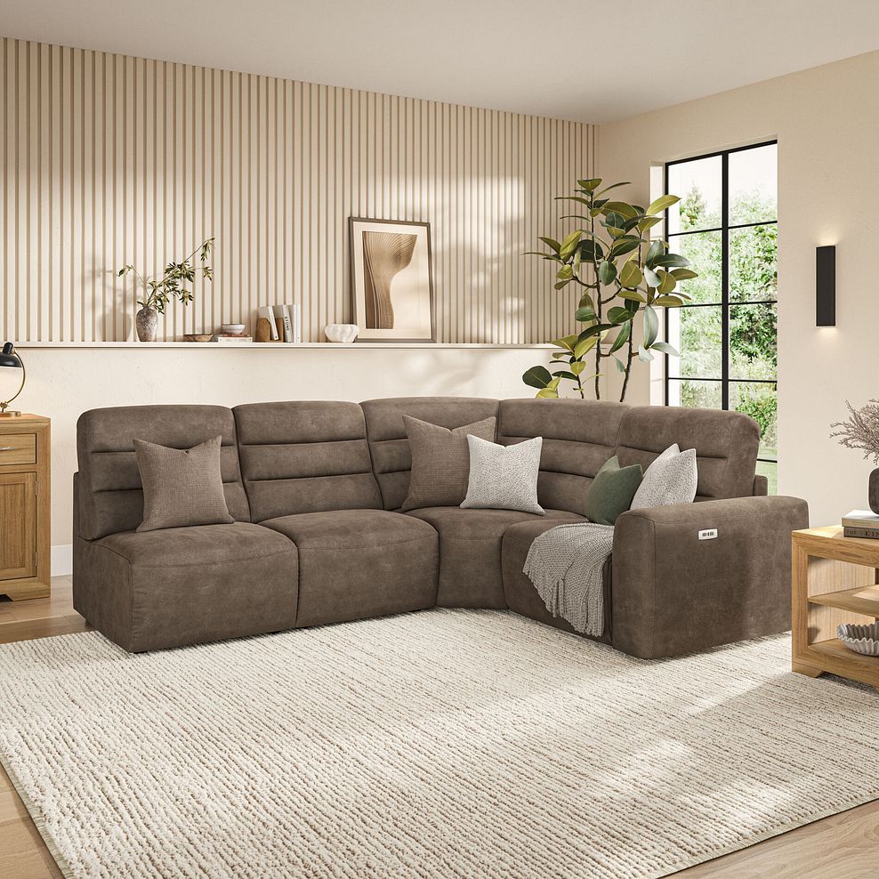 Cohen Group 5 Electric Recliner in Miller Earth Brown Fabric 1