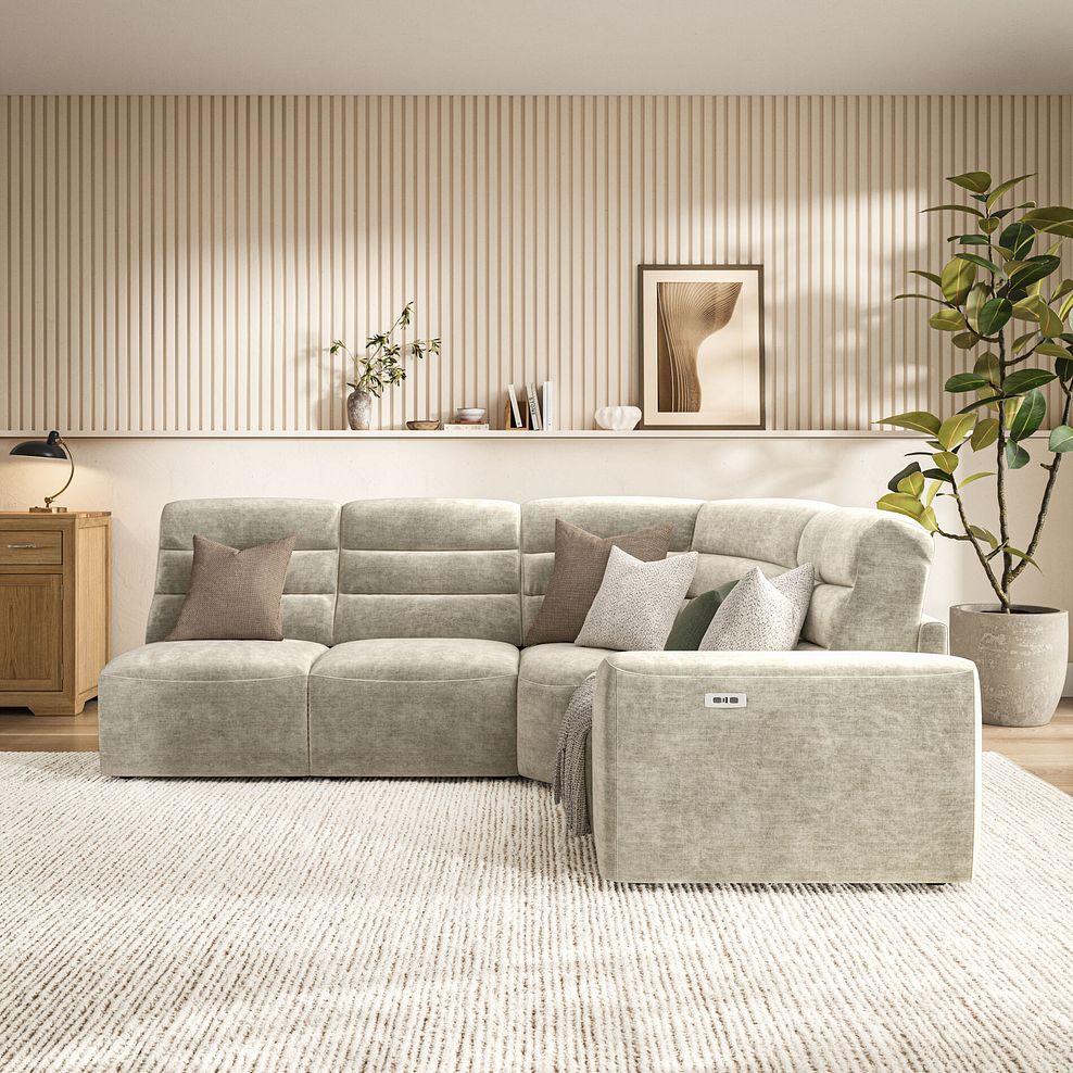 Cohen Group 5 Electric Recliner in Plush Beige Fabric 3