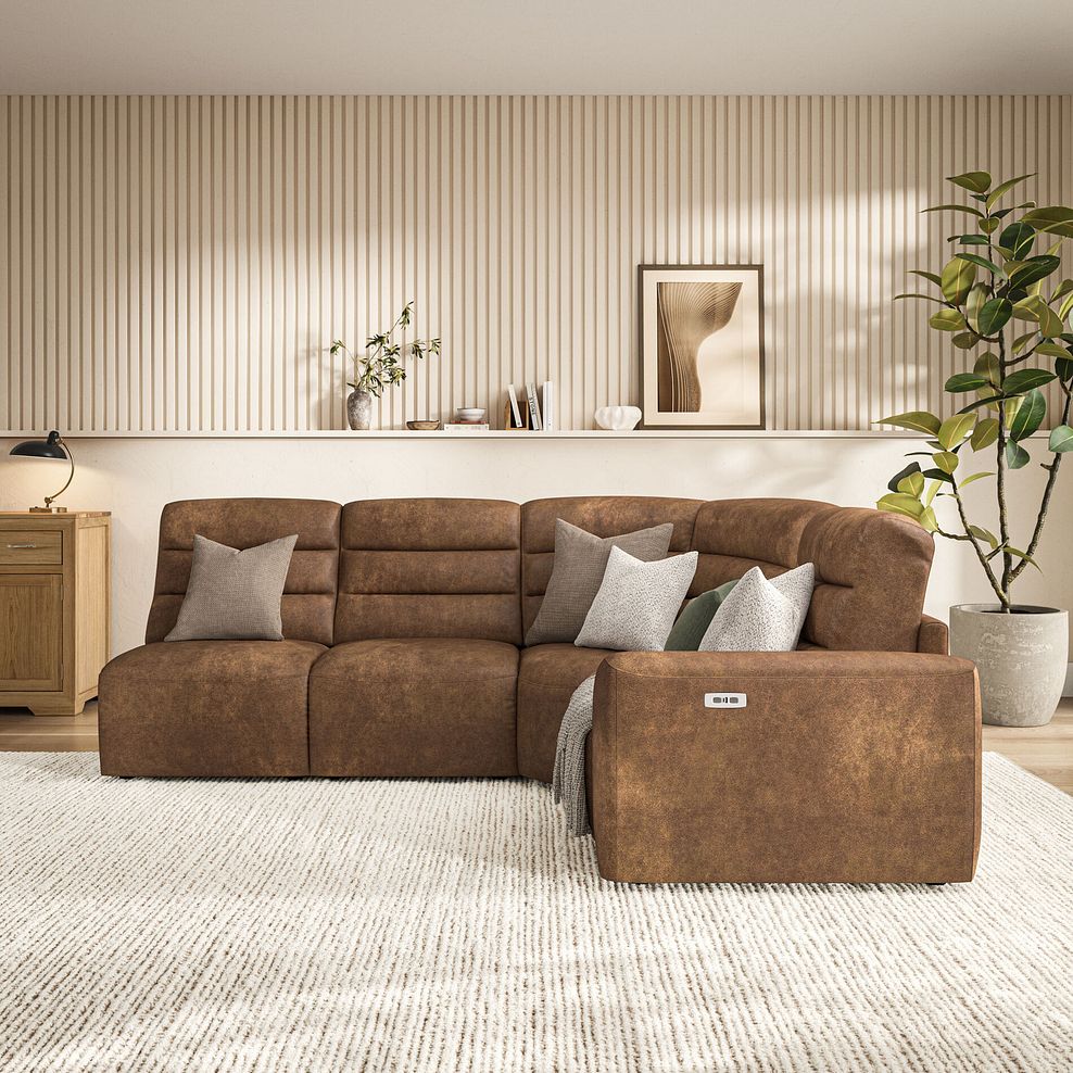 Cohen Group 5 Electric Recliner in Ranch Brown Fabric 3