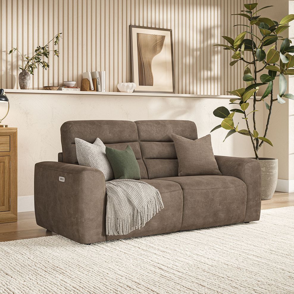 Cohen Group 8 Electric Recliner in Miller Earth Brown Fabric 1