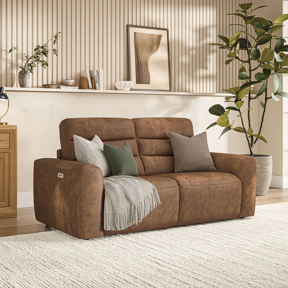 Cohen Group 8 Electric Recliner in Ranch Brown Fabric 1