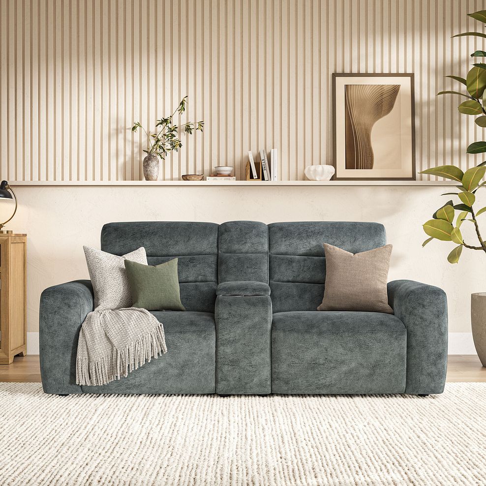 Cohen Group 8 Electric Recliner with 1 console in Dapple Grey Fabric 3