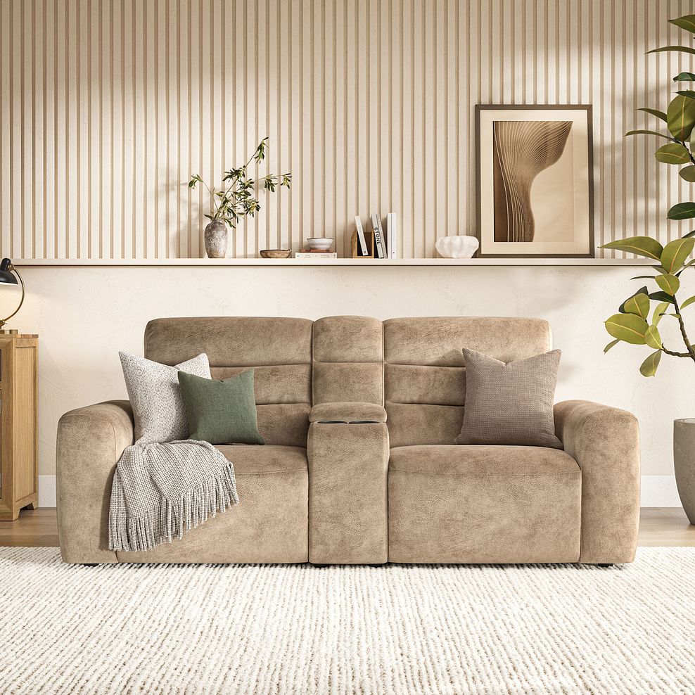 Cohen Group 8 Electric Recliner with 1 console in Dapple Taupe Fabric 3