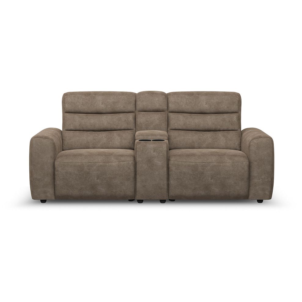 Cohen Group 8 Electric Recliner with 1 console in Miller Earth Brown Fabric 5