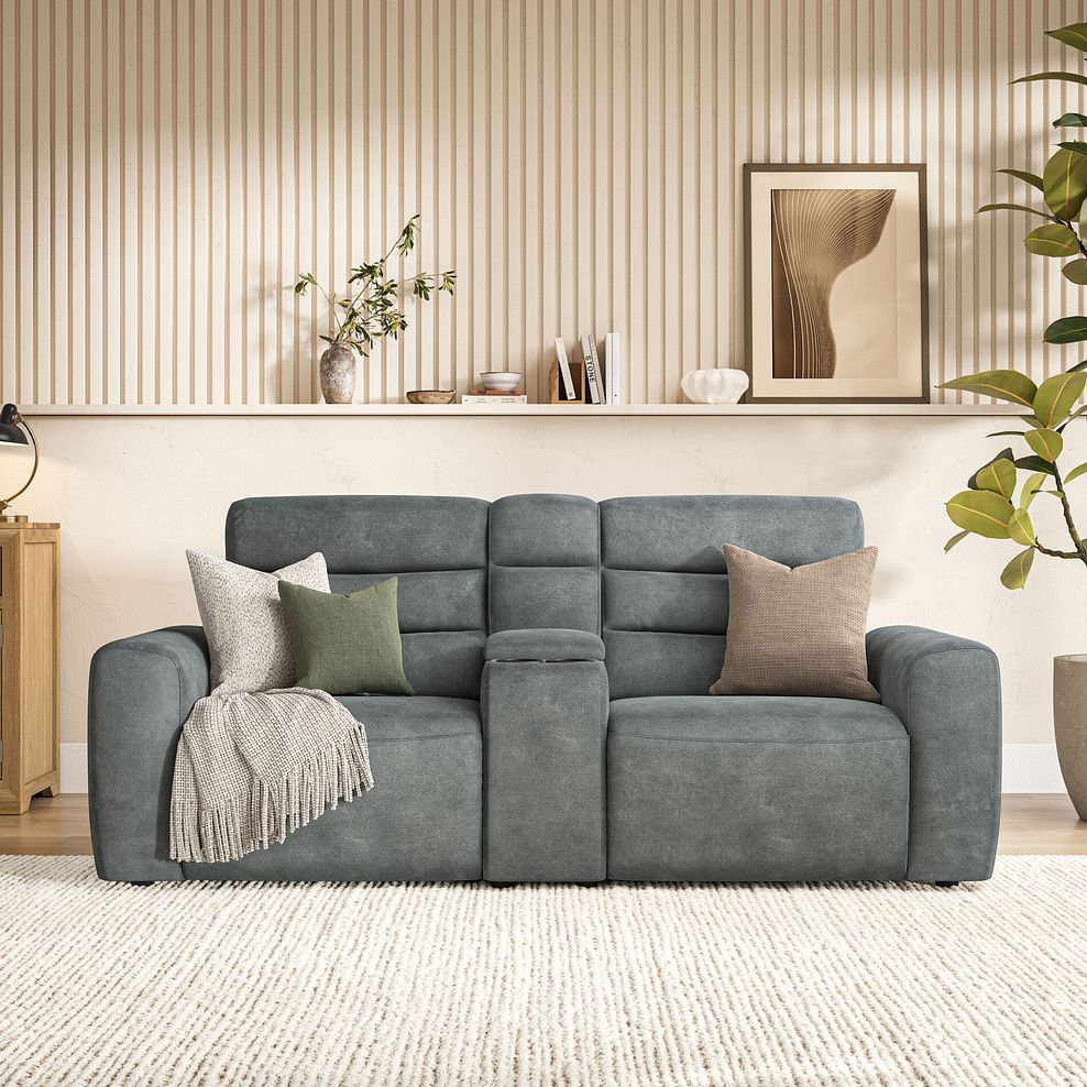 Cohen Group 8 Electric Recliner with 1 console in Miller Grey Fabric 3