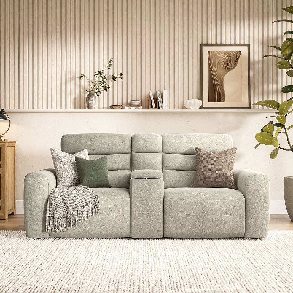 Cohen Group 8 Electric Recliner with 1 console in Miller Taupe Fabric 3