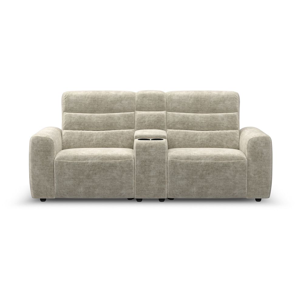 Cohen Group 8 Electric Recliner with 1 console in Plush Beige Fabric 5