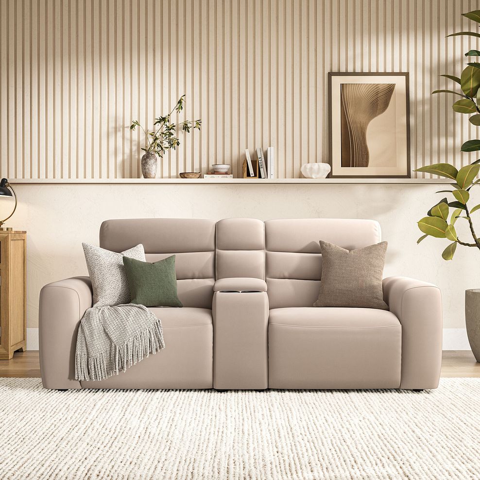 Cohen Group 8 Electric Recliner with 1 console in Virgo Buff Leather 3