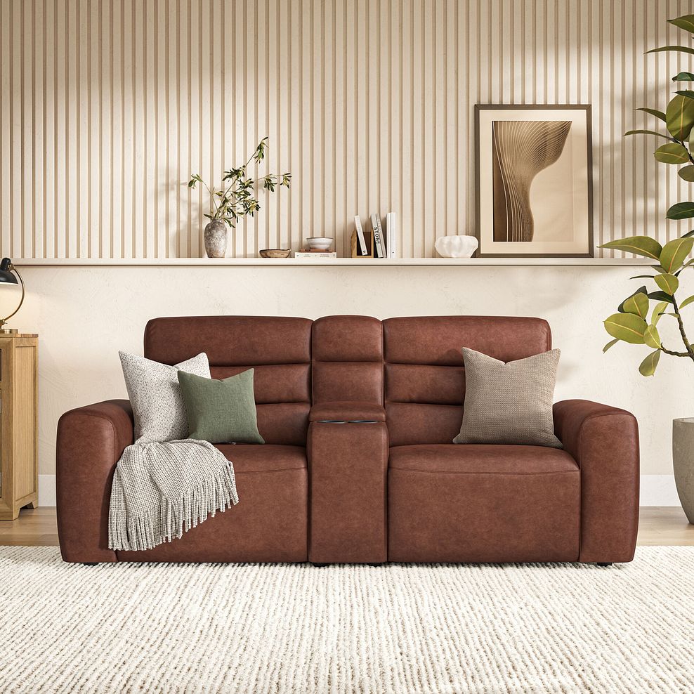 Cohen Group 8 Electric Recliner with 1 console in Virgo Chestnut Leather 3