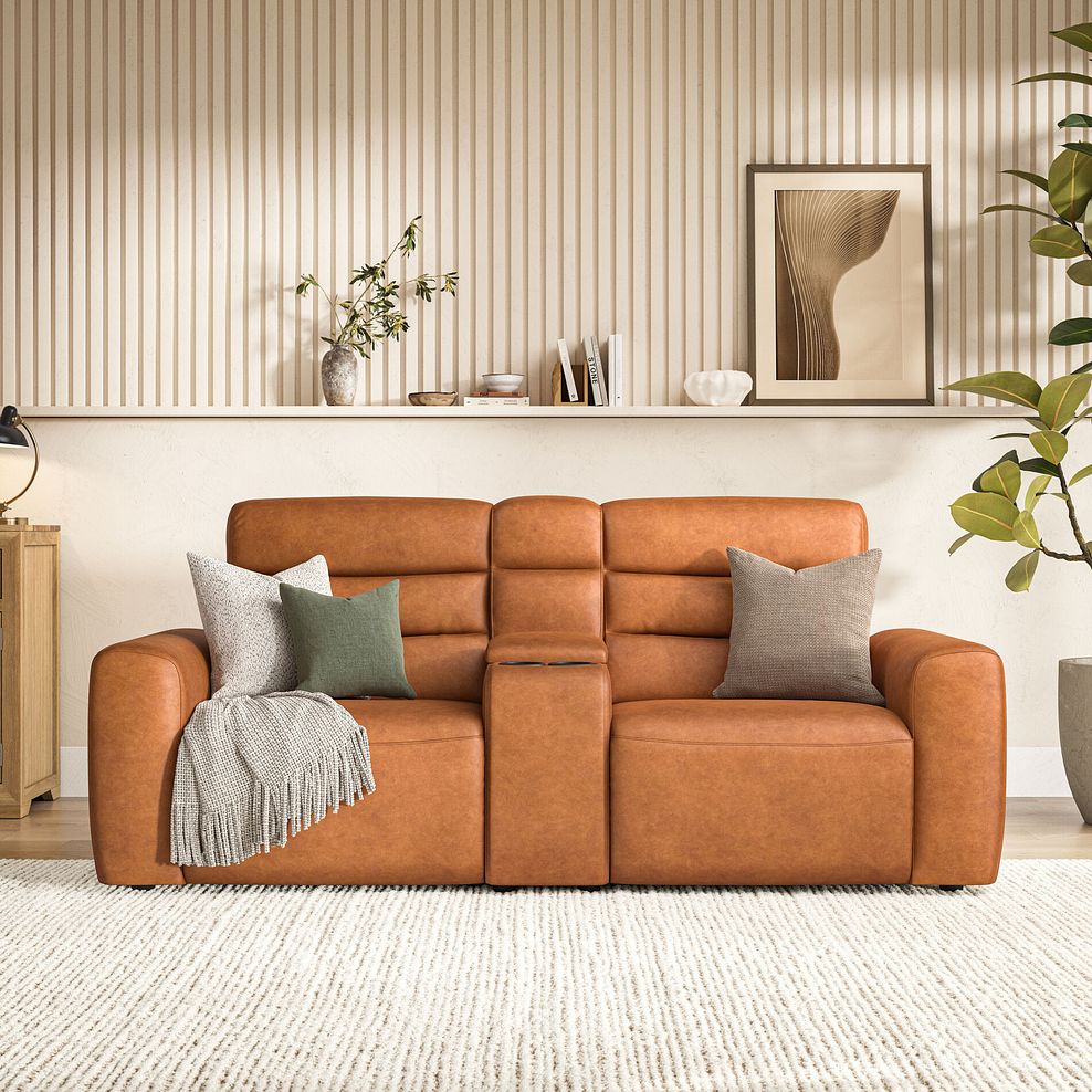 Cohen Group 8 Electric Recliner with 1 console in Virgo Cognac Leather 3