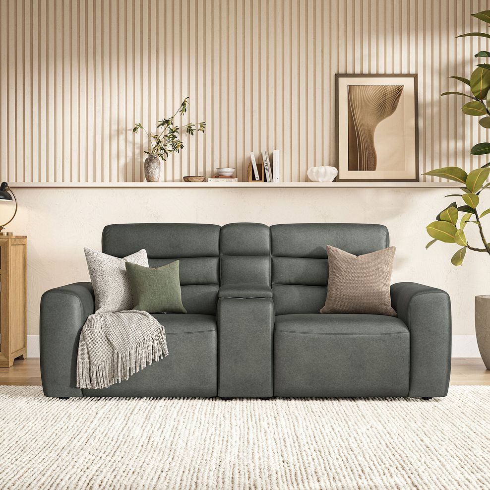 Cohen Group 8 Electric Recliner with 1 console in Virgo Lead Leather 3