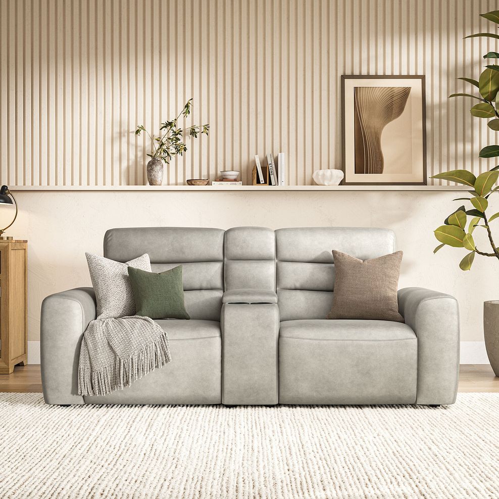 Cohen Group 8 Electric Recliner with 1 console in Virgo Platinum Leather 3