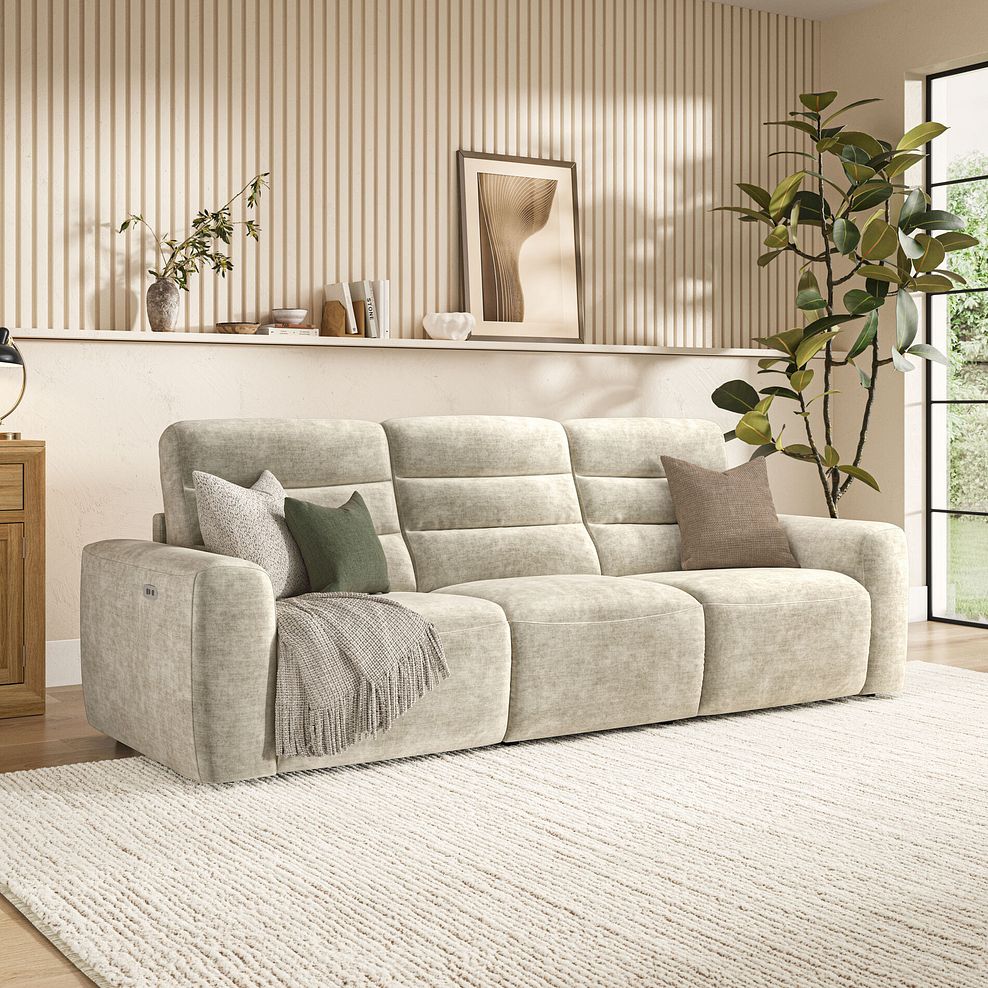 Cohen Group 9 Electric Recliner in Plush Beige Fabric 1