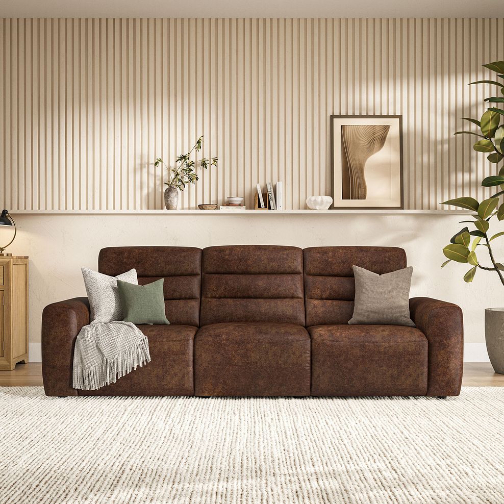 Cohen Group 9 Electric Recliner in Ranch Dark Brown Fabric 3