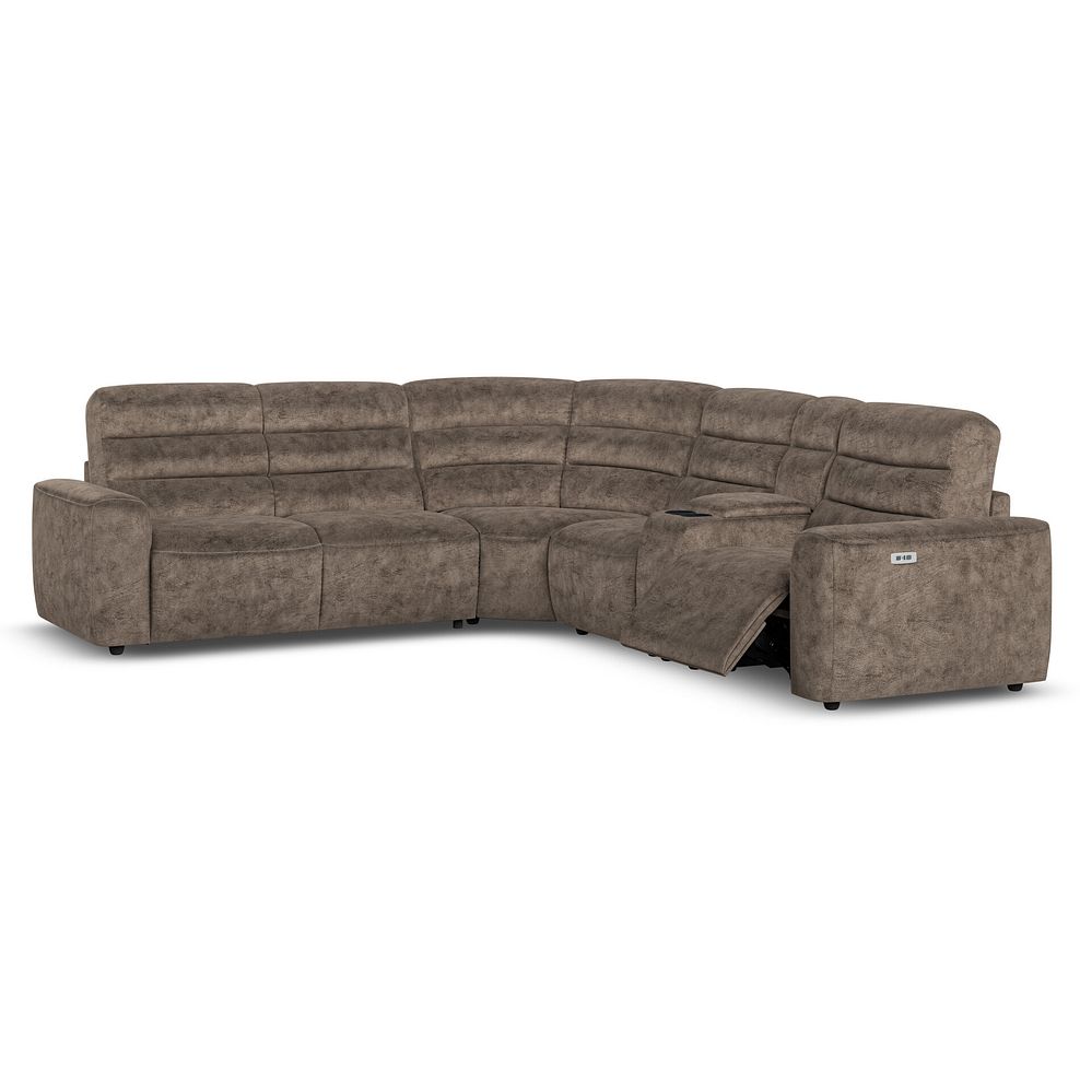 Cohen Large Corner Electric Recliner with Left Hand Sofa Bed and Console in Dapple Chocolate Fabric 3