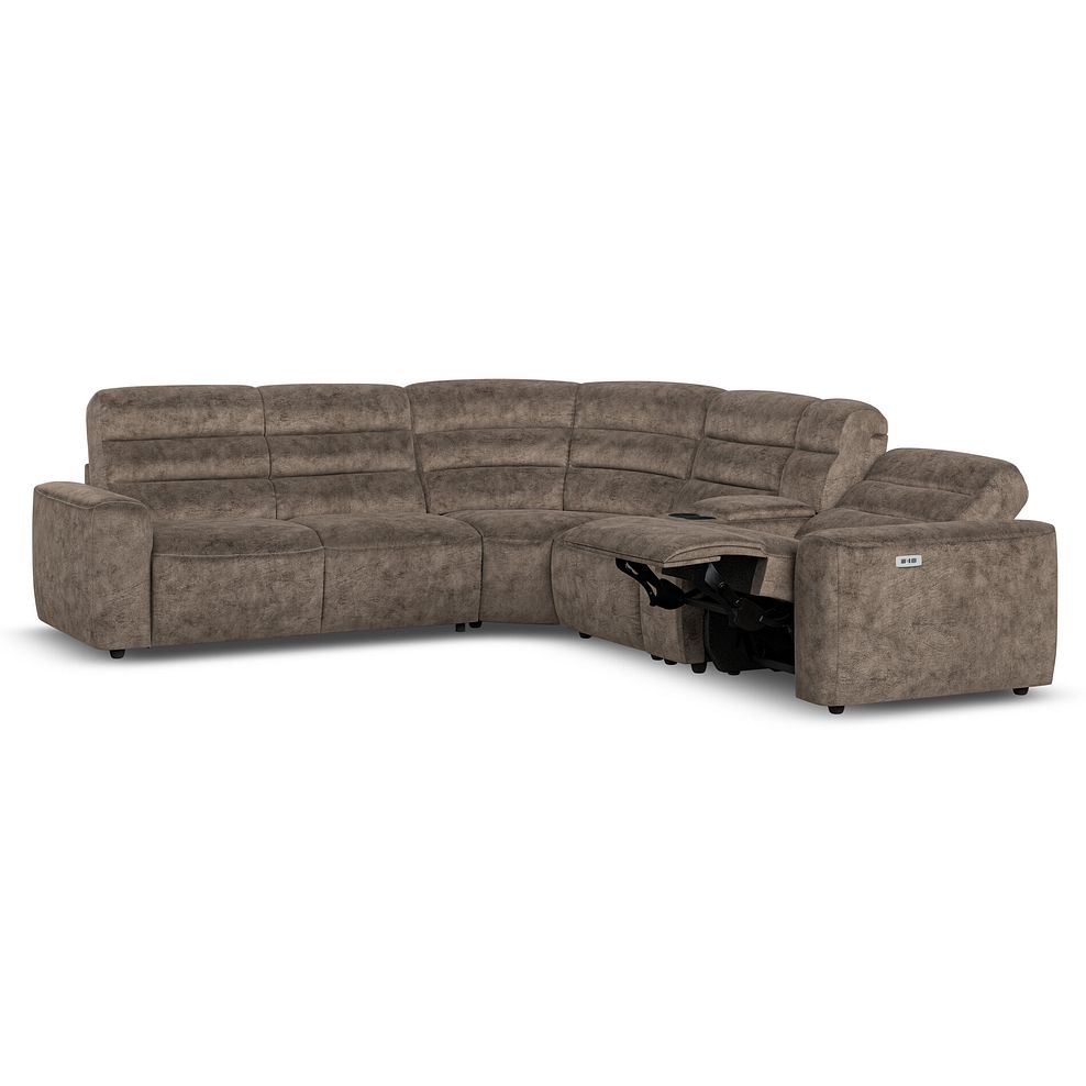 Cohen Large Corner Electric Recliner with Left Hand Sofa Bed and Console in Dapple Chocolate Fabric 4