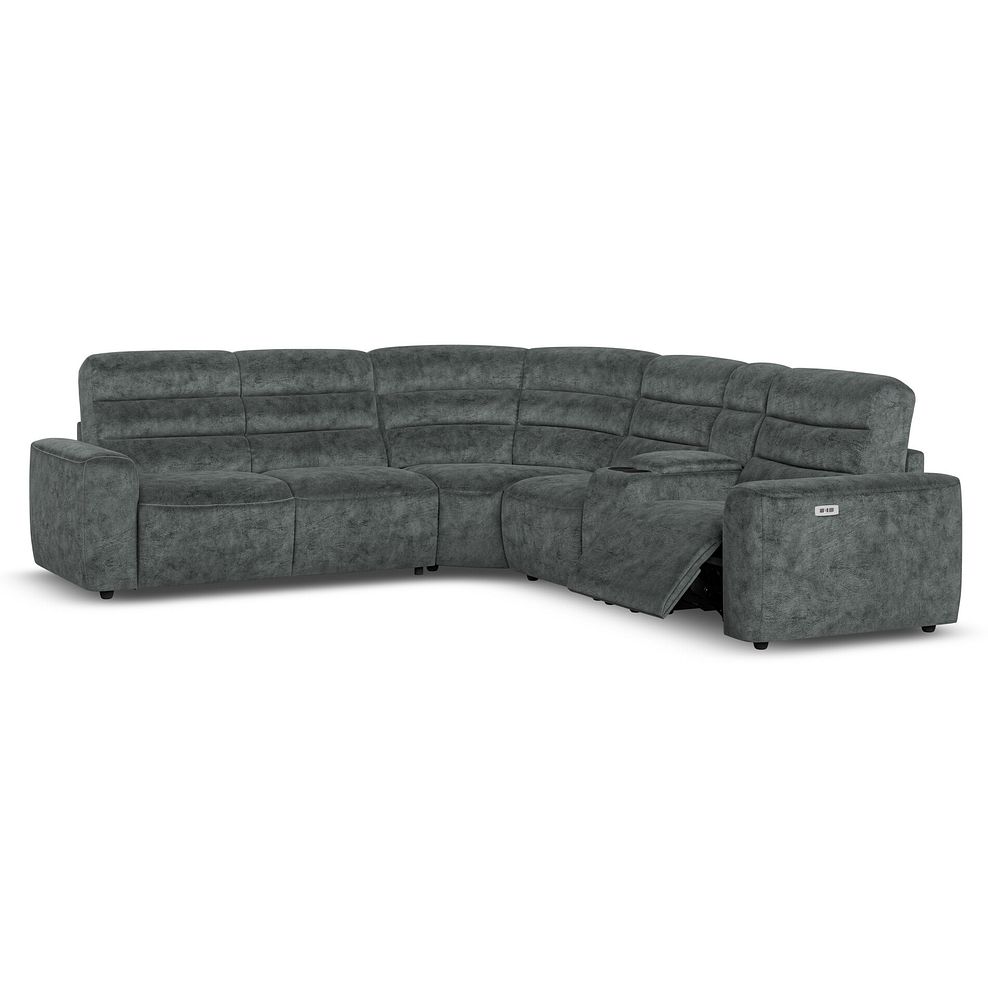 Cohen Large Corner Electric Recliner with Left Hand Sofa Bed and Console in Dapple Grey Fabric 3