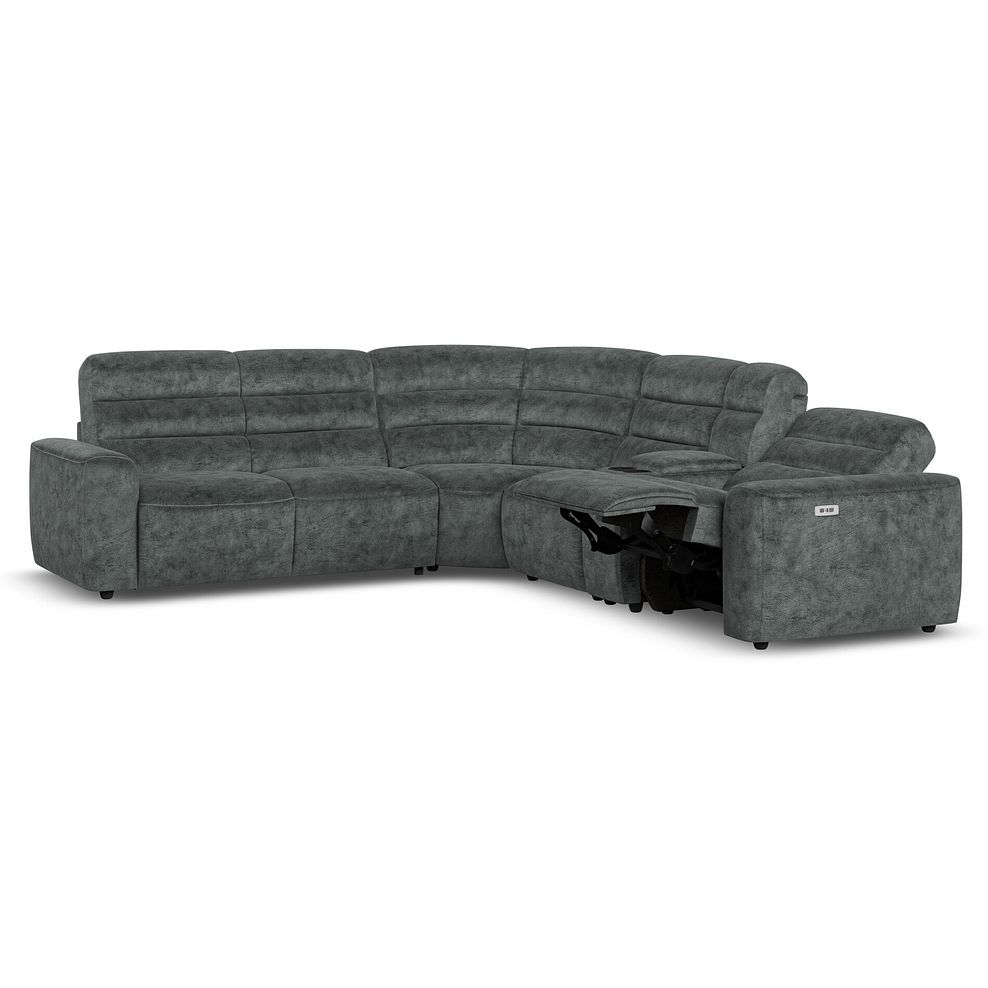 Cohen Large Corner Electric Recliner with Left Hand Sofa Bed and Console in Dapple Grey Fabric 4