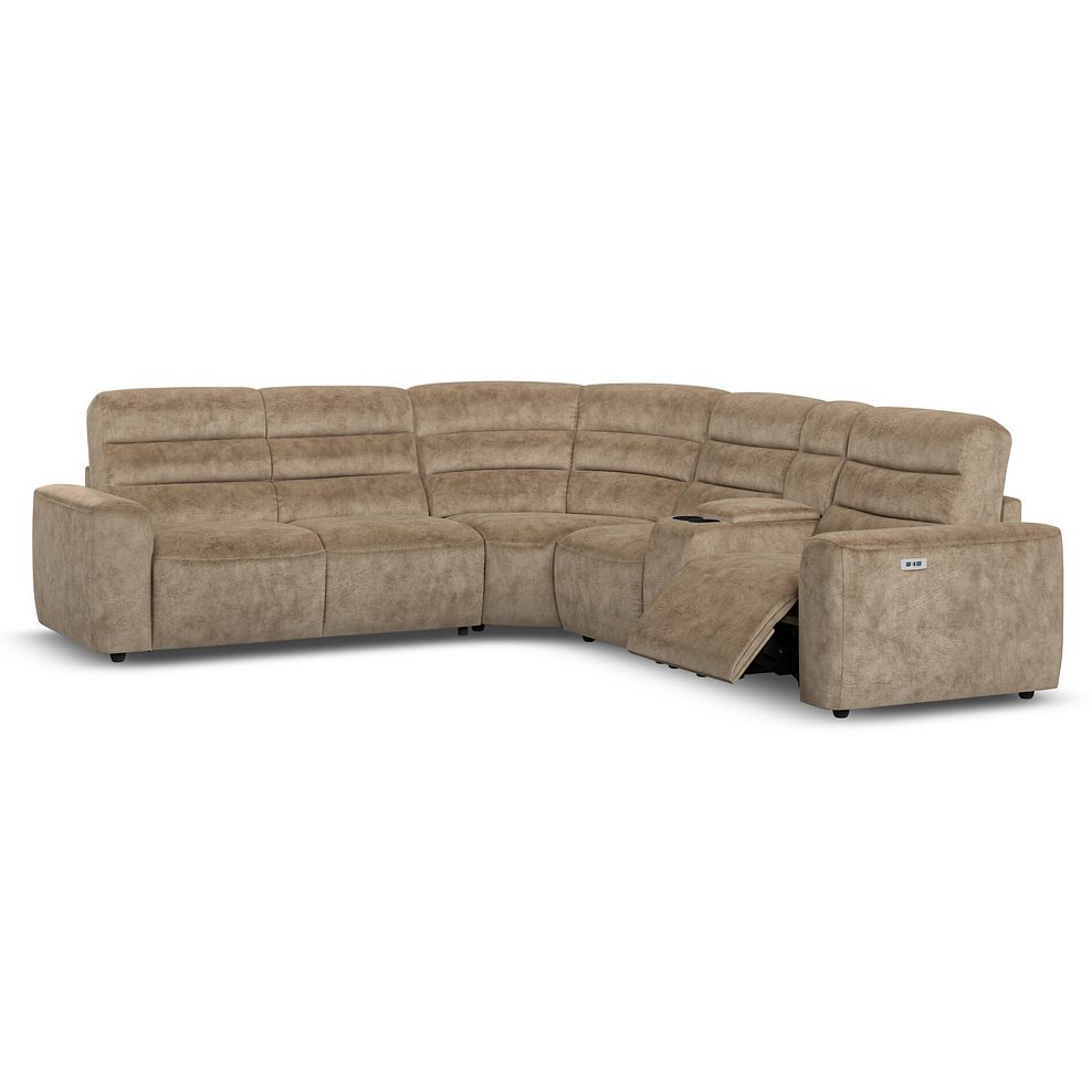 Cohen Large Corner Electric Recliner with Left Hand Sofa Bed and Console in Dapple Taupe Fabric 3