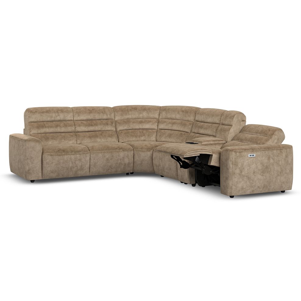 Cohen Large Corner Electric Recliner with Left Hand Sofa Bed and Console in Dapple Taupe Fabric 4