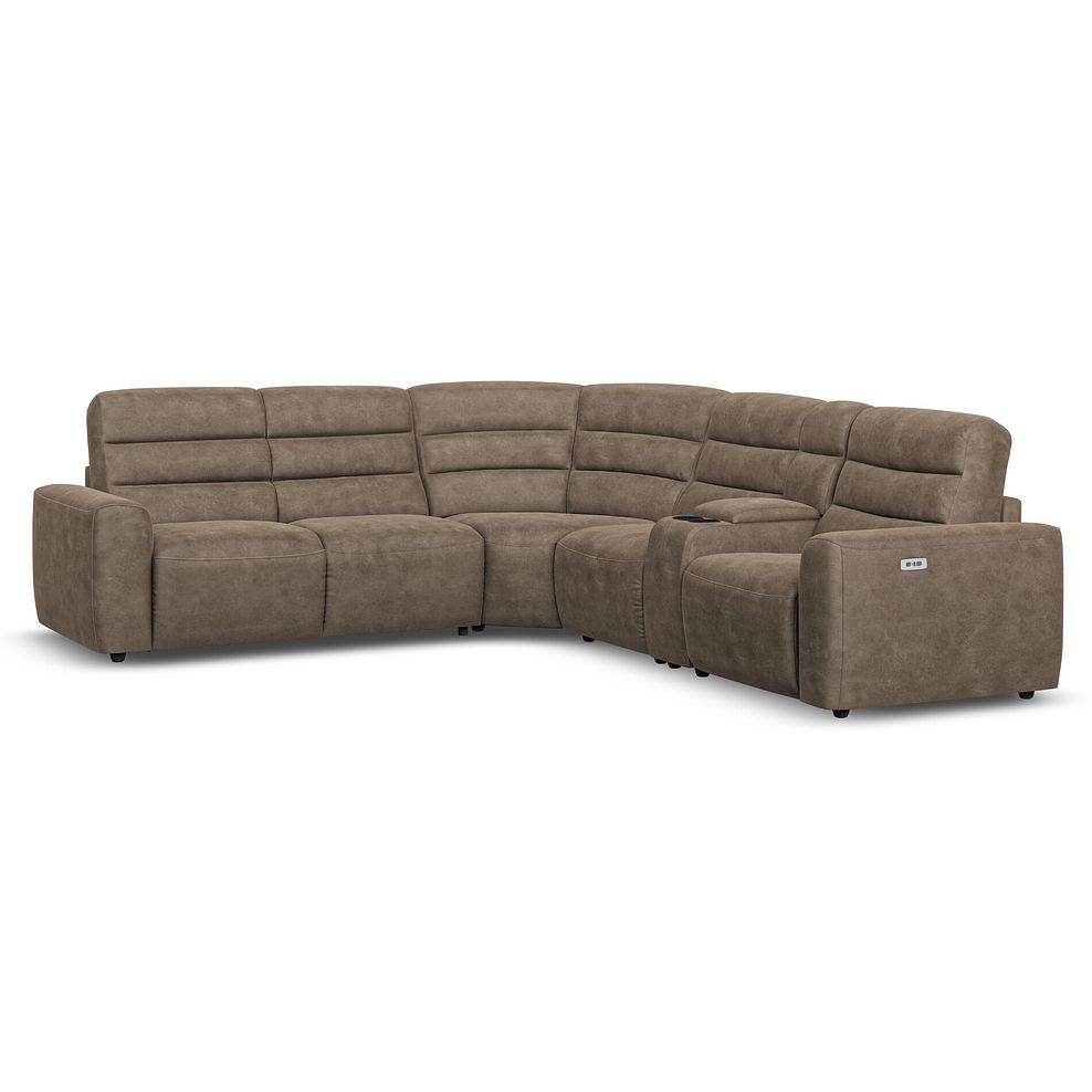 Cohen Large Corner Electric Recliner with Left Hand Sofa Bed and Console in Miller Earth Brown Fabric 2