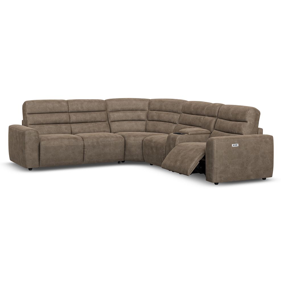 Cohen Large Corner Electric Recliner with Left Hand Sofa Bed and Console in Miller Earth Brown Fabric 3